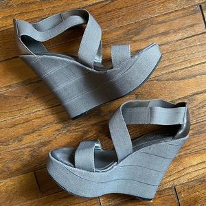 Mia Grey Super High Wedge Heel Sandals